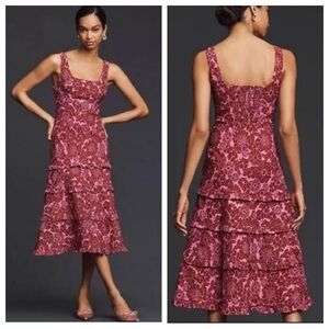 Anthropologie Blythe Floral Midi Dress XXS